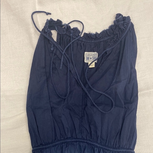 Converse Blue Ombré Midi Sundress with raw hem and corset back 100% cotton - Picture 3 of 13